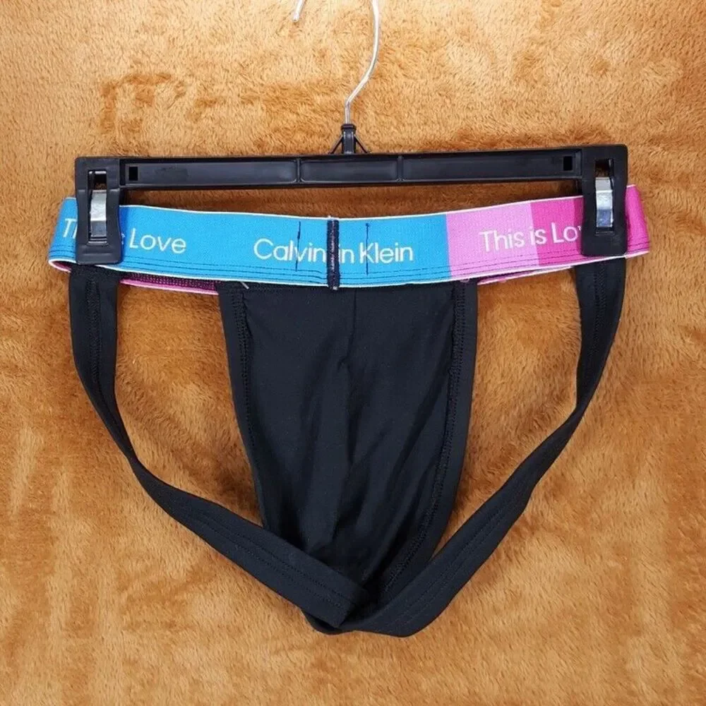 CALVIN KLEIN Jock Strap Mens XL Black This Is Love Pride